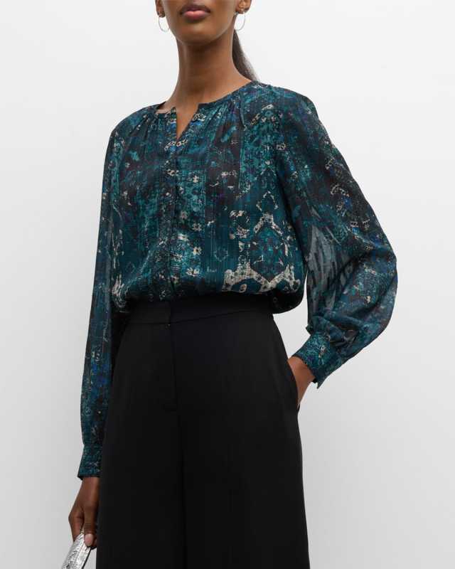 Shai Abstract-Print Button-Down Blouse